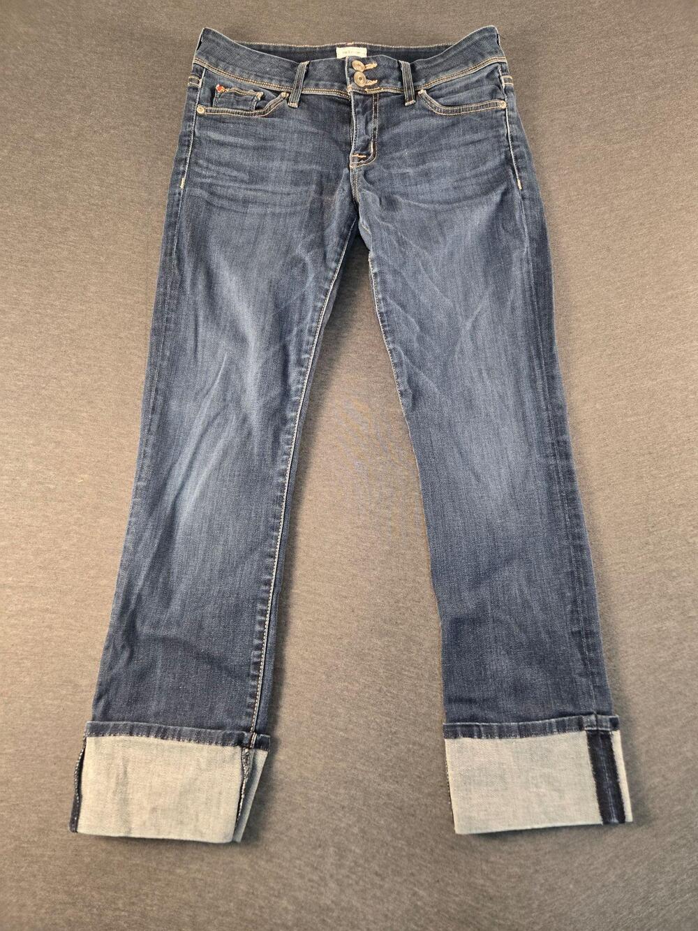 Hudson Jeans Womens 28 Blue Ginny Crop Straight Cuffed Stretch Made USA